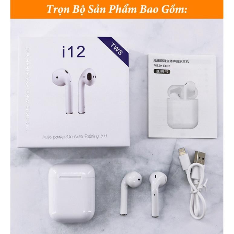 (TD92) ( RẺ NHẤT SHOPEE )Tai nghe Bluetooth không dây i12S TWS có hộp sạc chuyên nghiệp cho IOS Androi