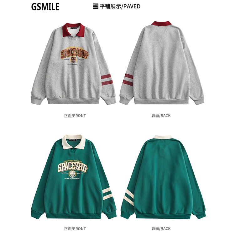 Áo Sweater Polo cổ lọ cổ lửng cổ điển của Mỹ Unisex