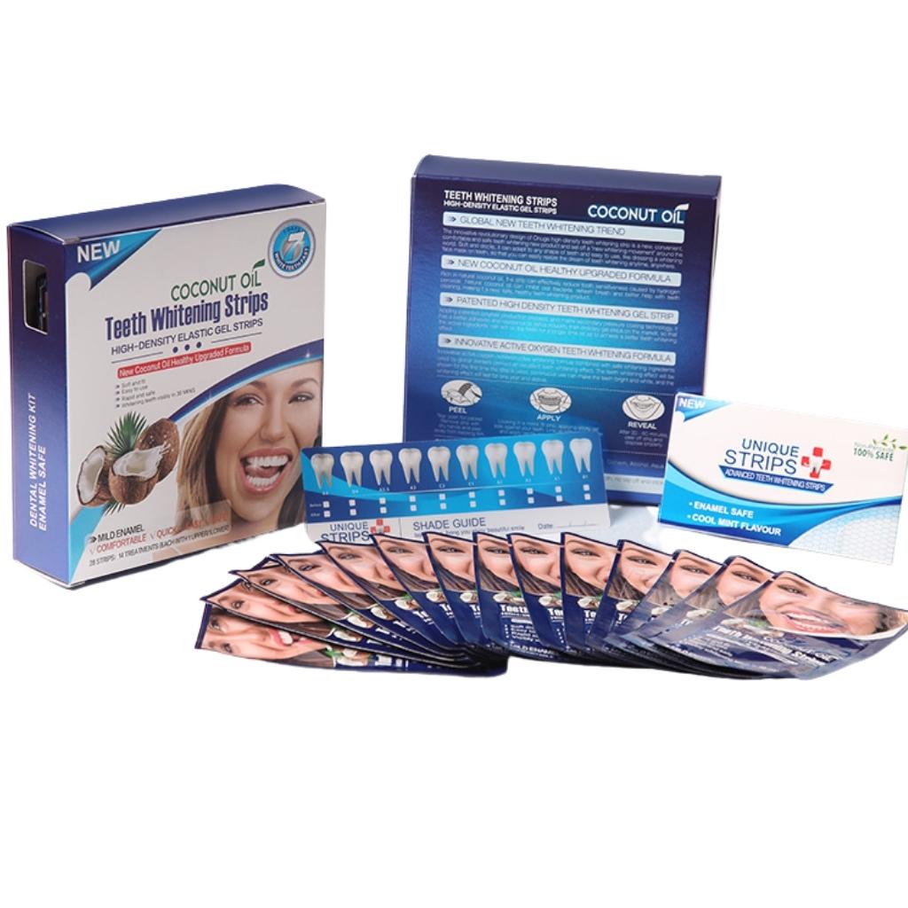 Miếng dán trắng răng Unique Strip (1 miếng) chiết xuất dầu dừa, công nghệ Matrix USA 6% làm trắng hiệu quả