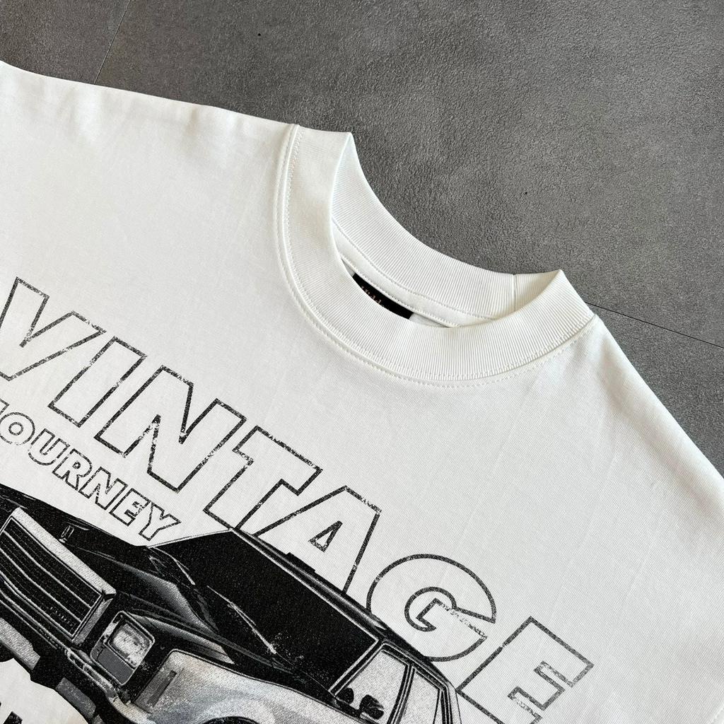 Áo thun Hidden Culture - VINTAGE CAR T-shirt - Form Boxy - White