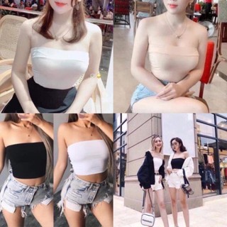 Áo ống trơn chất zip cup ngực dáng croptop siêu hot 3 màu | BigBuy360 - bigbuy360.vn