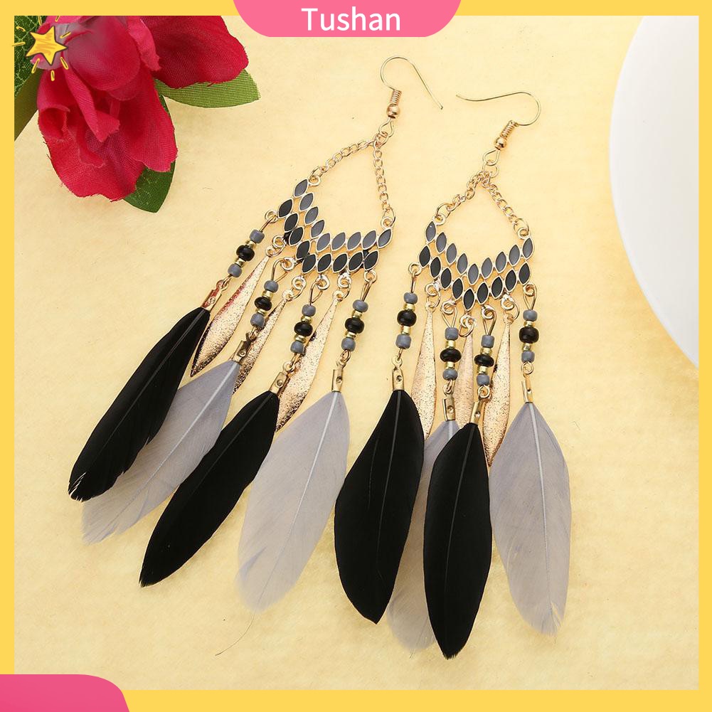 Khuyên tai lông vũ phong cách Boho cổ điển cho nữ