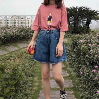 Quần short jean trơn