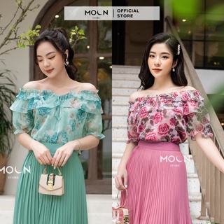 Áo hoa sơ mi nữ công sở chất liệu voan mềm mại siêu mát nữ tính MA143 MOON STORE