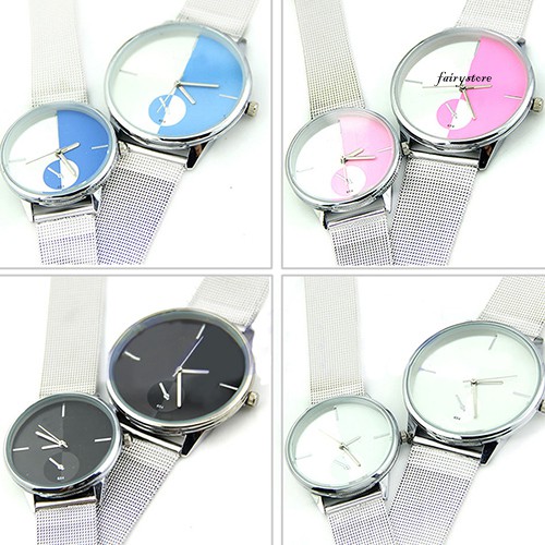 Đồng Hồ Analog Máy Quartz Dây Lưới Kiểu Dáng Thời Trang