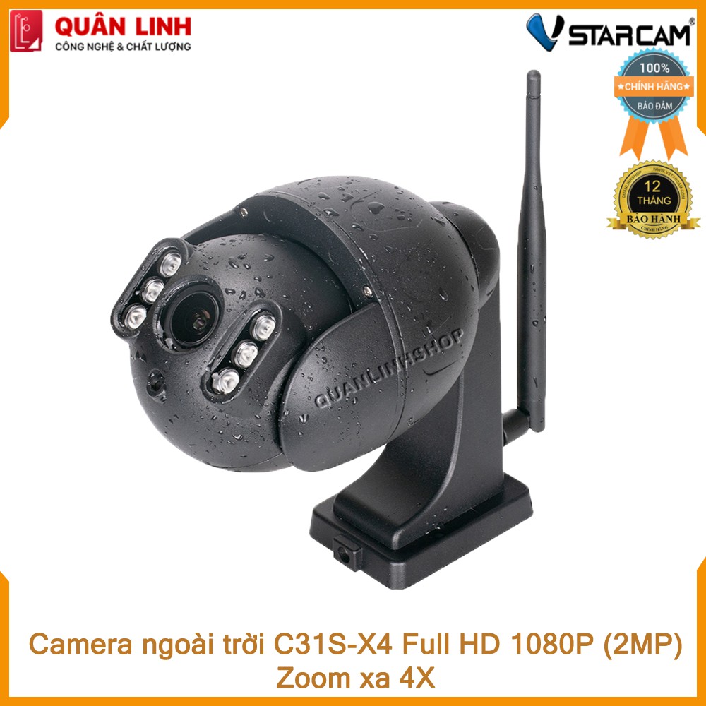 Camera giám sát IP Wifi hồng ngoại ngoài trời zoom xa 4X Full HD 1080P 2MP Vstarcam C31s-X4 kèm thẻ 32GB