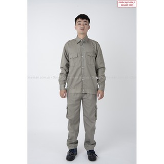 Bộ quần áo bảo hộ lao động túi hộp - Ghi đậm - SB22