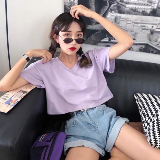 Áo croptop basic cổ tim | BigBuy360 - bigbuy360.vn