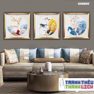 TRANH ĐÍNH ĐÁ Bộ 3 bức nai hươu Ailuo AL72228 |150x50| _ Chưa đính