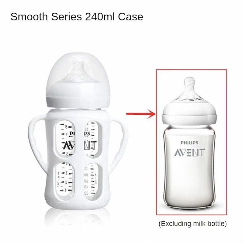 Bọc Silicon có tay cầm Cho Bình Sữa Avent Thủy Tinh cổ rộng