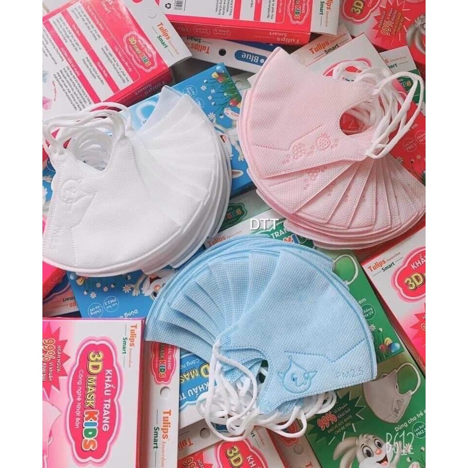Khẩu trang trẻ em 3D Mask Tulips 4 Lớp kháng khuẩn cho bé từ 2 đến 5 tuổi công nghệ nhật lọc bụi PM2.5