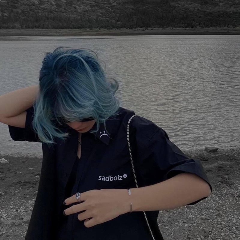Áo sơ mi SAD BOIZ SIGNATURE OVERSIZED SHIRT BLACK