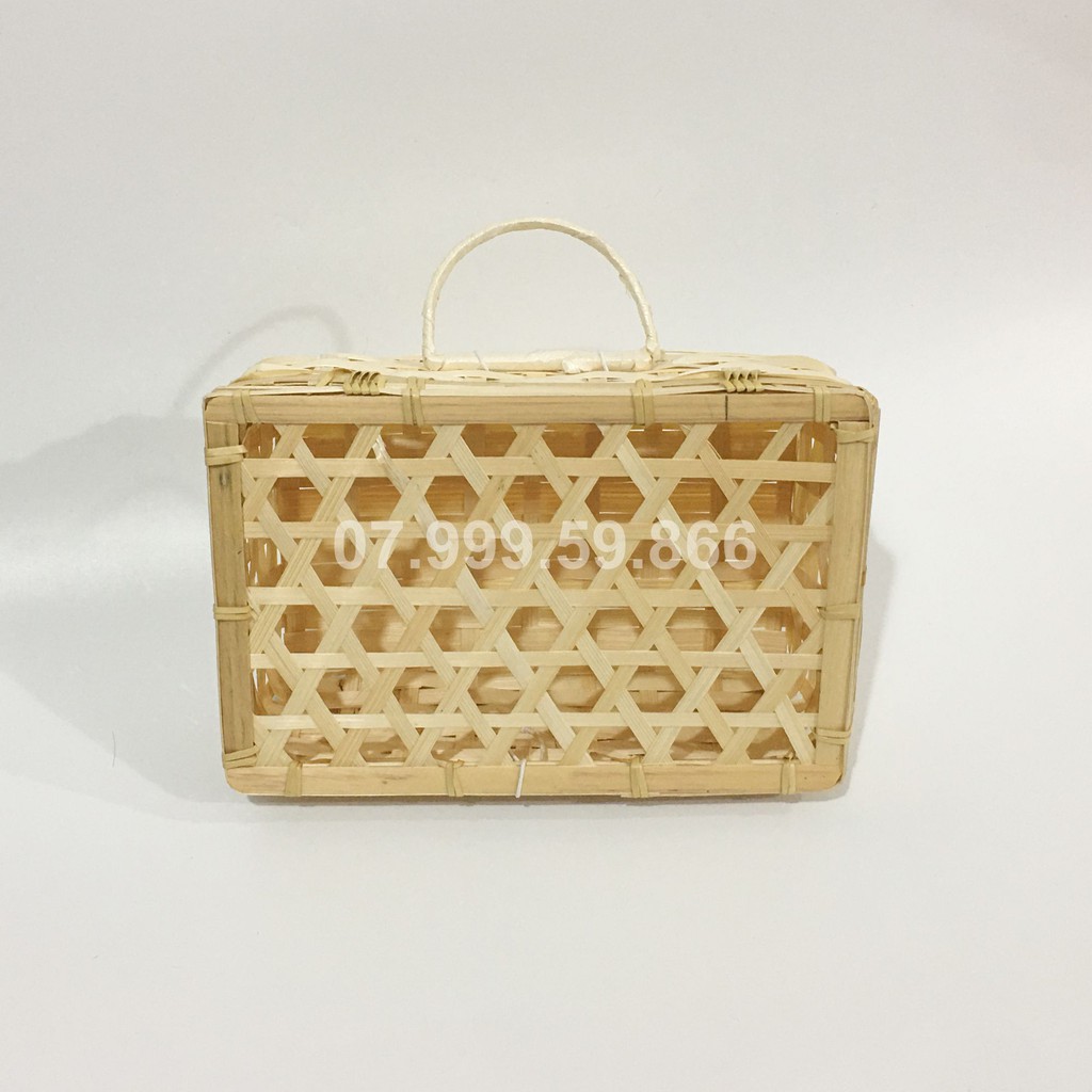Hộp quà tết, hộp mây tre đan có tay cầm