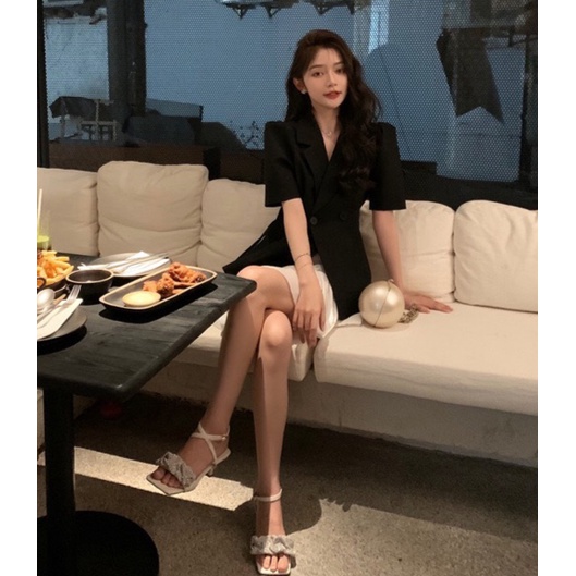 Áo Khoác Vest Blazer Một Nút Dáng Dài Thanh Lịch_