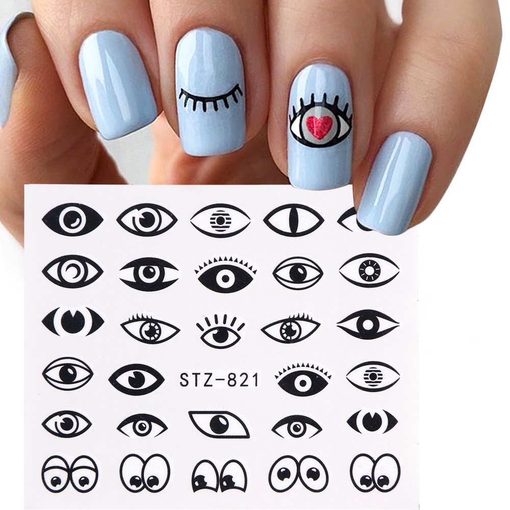 (Hàng Mới Về) 1 Tờ Miếng Dán Trang Trí Móng Tay Hình Mắt Quỷ Stz818-823