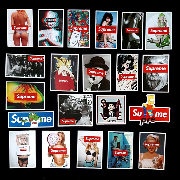 Bộ Sticker dán cao cấp chủ đề SUPREME SEXY - Dùng dán Xe, dán mũ bảo hiểm, dán Laptop...