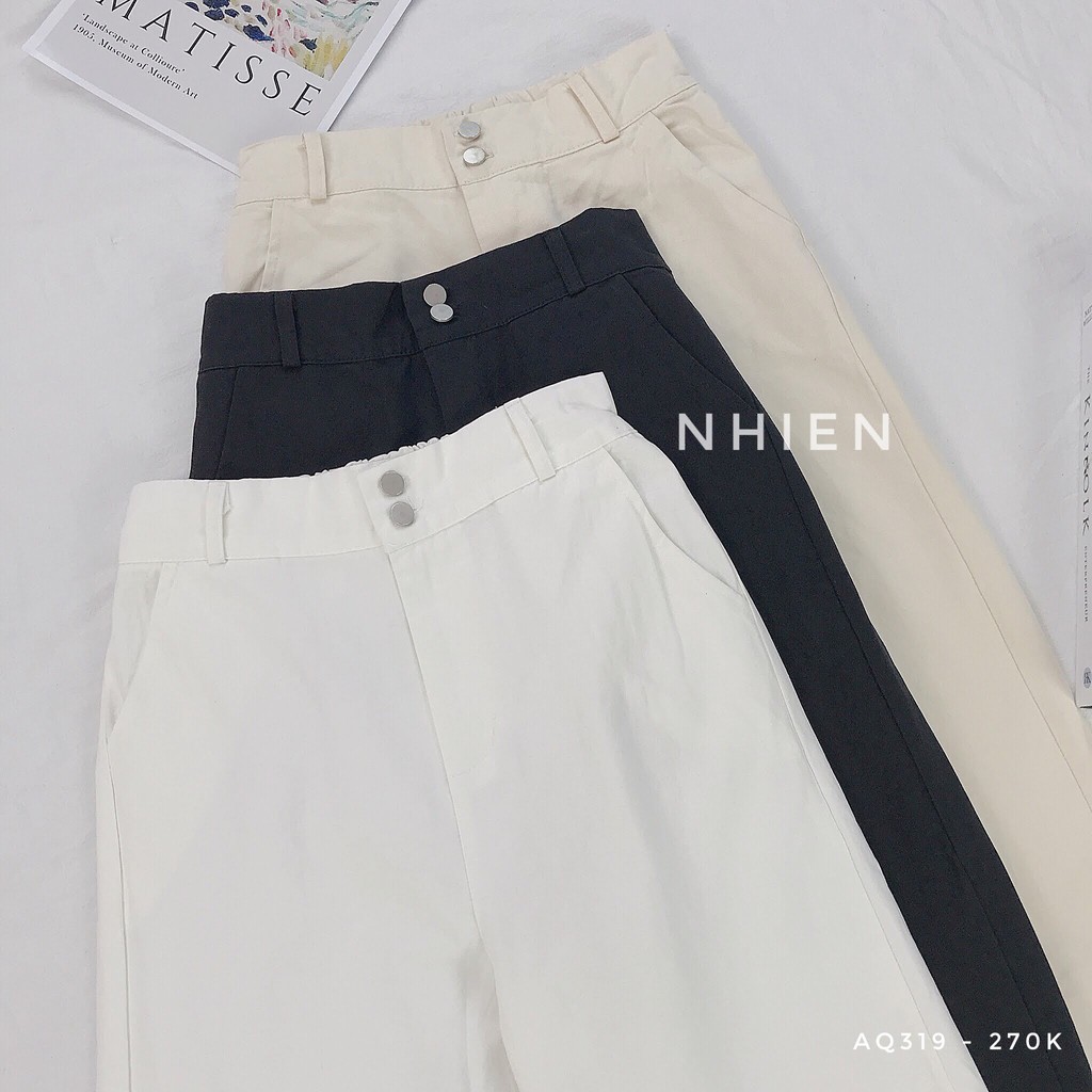 [Mã FADIRECT20 giảm 20K đơn 150K] Quần Kaki Ống Suông Chun Sau 2 Nút _Nhienvintage AQ319 | BigBuy360 - bigbuy360.vn