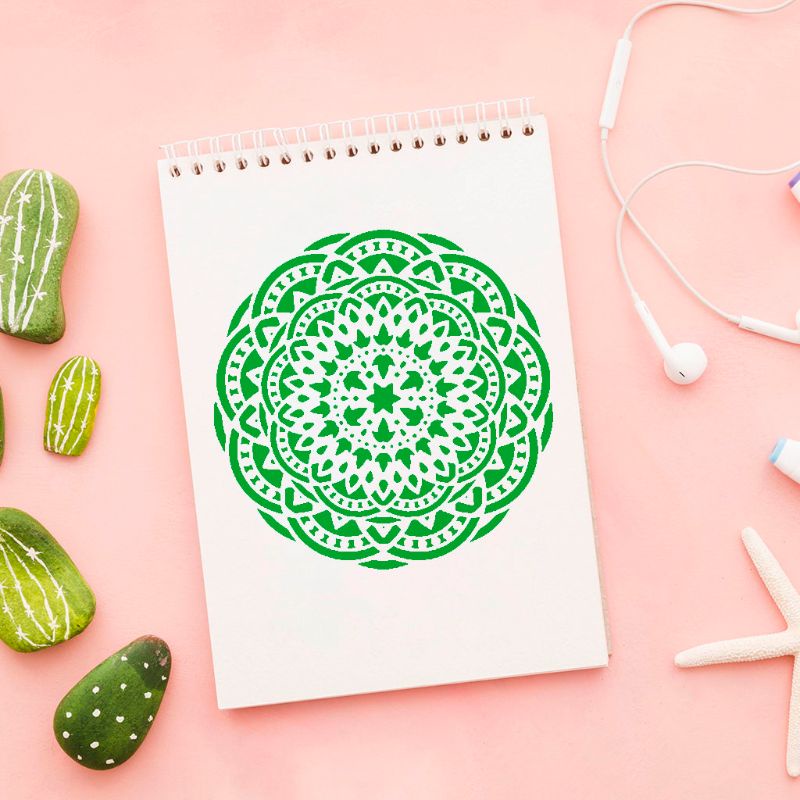 Set 9 Khuôn Vẽ Họa Tiết Mandala Trang Trí Sàn Nhà