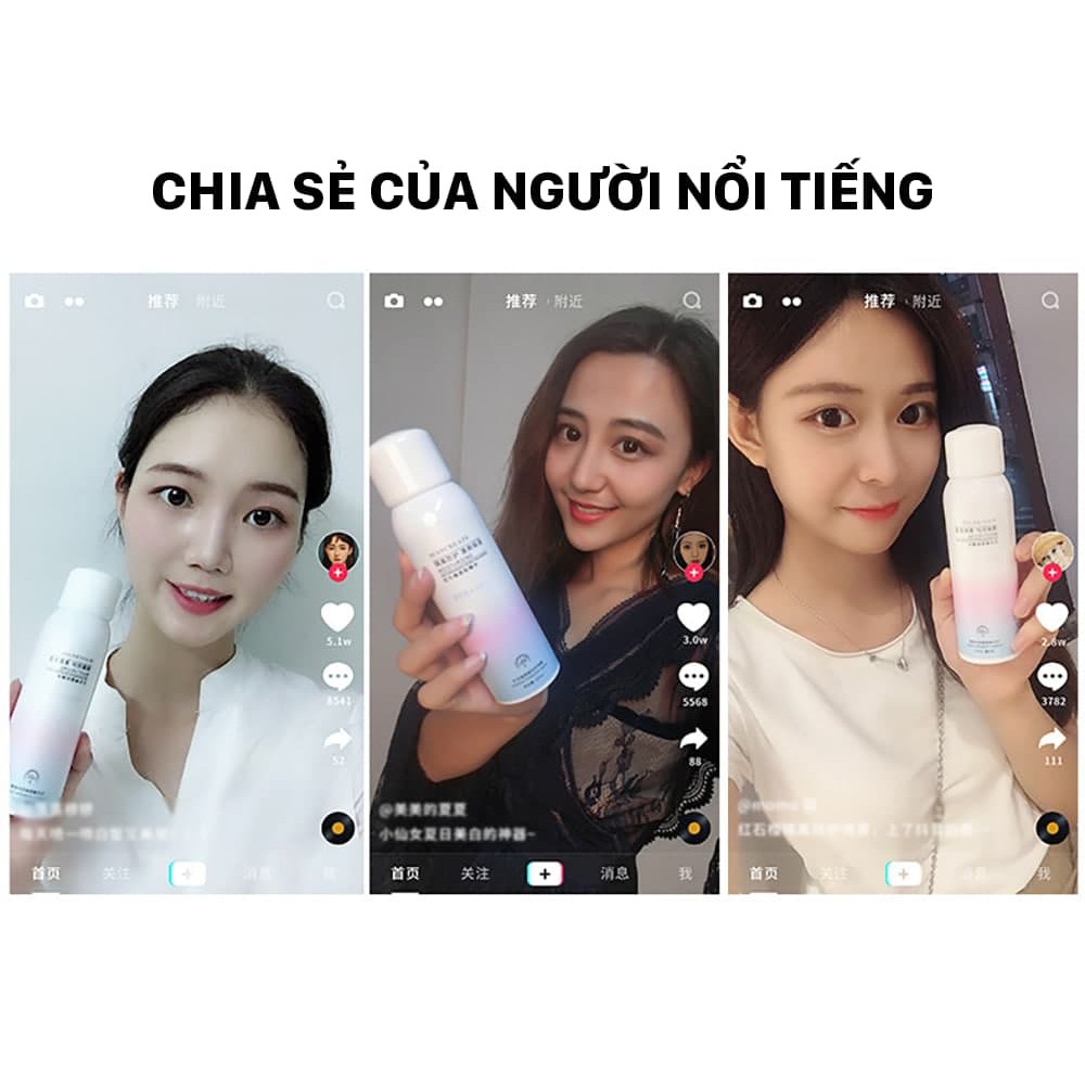 Xịt Chống Nắng Dưỡng Trắng Da Maycreate 150ML - Chống Nắng Nâng Tone Da, Makeup Tự Nhiên Không Chứa Cồn