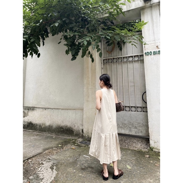 SHU SHI - Váy Sát Nách Xếp Ly Linen