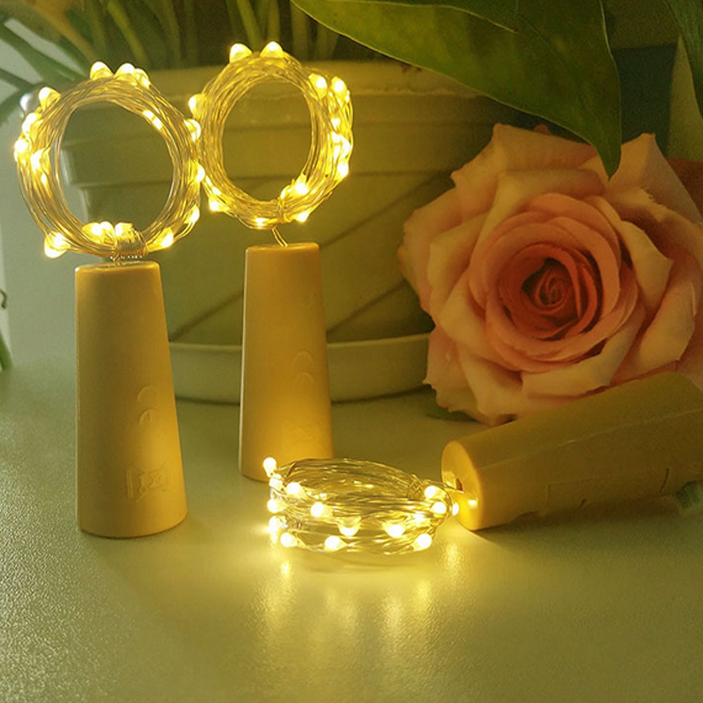 Dây đèn LED phối nút đóng chai sử dụng năng lượng mặt trời chống thấm nước trang trí tiệc cưới/ nội thất dài 1m