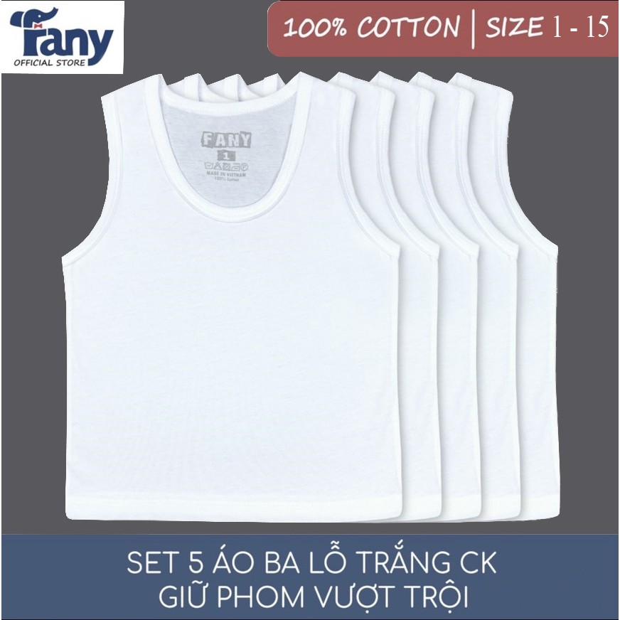 (Chất đẹp)COMBO 5 ÁO THUN 3 LỖ TRẮNG CHO BÉ MẶC NHÀ LOẠI ĐẸP HIỆU FANY