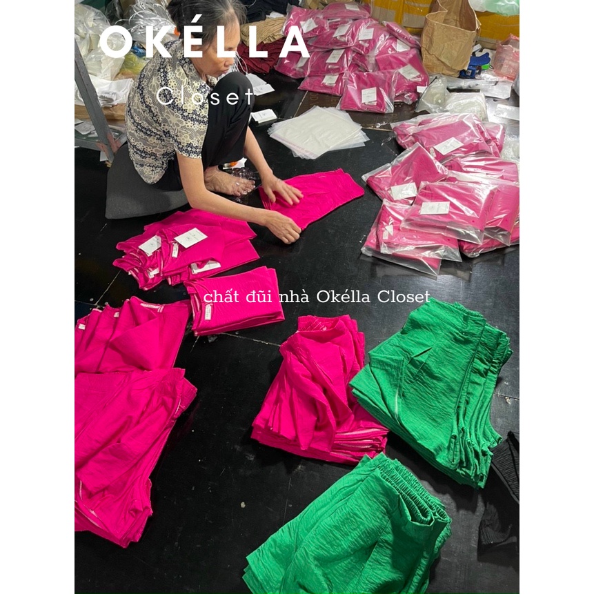 Set đồ nữ chất đũi nhăn nhiều màu, Set bộ nữ form rộng thoải mái Okélla