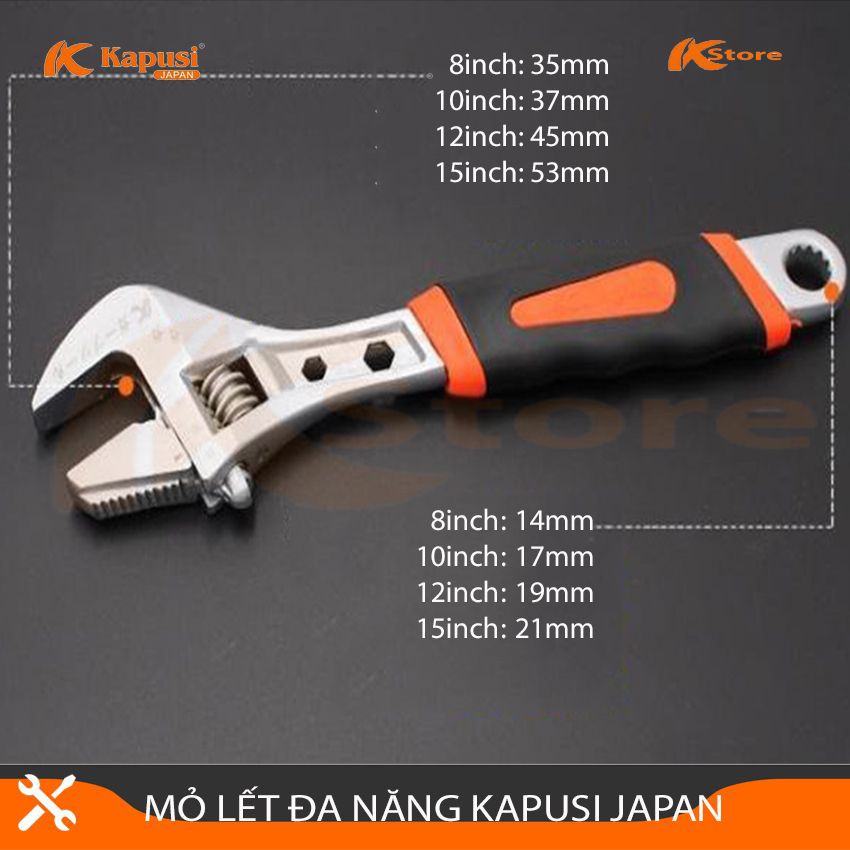 MỎ LẾT ĐA NĂNG KAPUSI JAPAN K-0404 15INCH/38CM, MỎ LẾT VẶN ĐAI ỐC - MỞ ỐNG NƯỚC