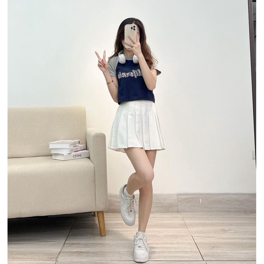 Áo croptop ngắn tay phối màu CALIFORNIA  thời trang Miho house