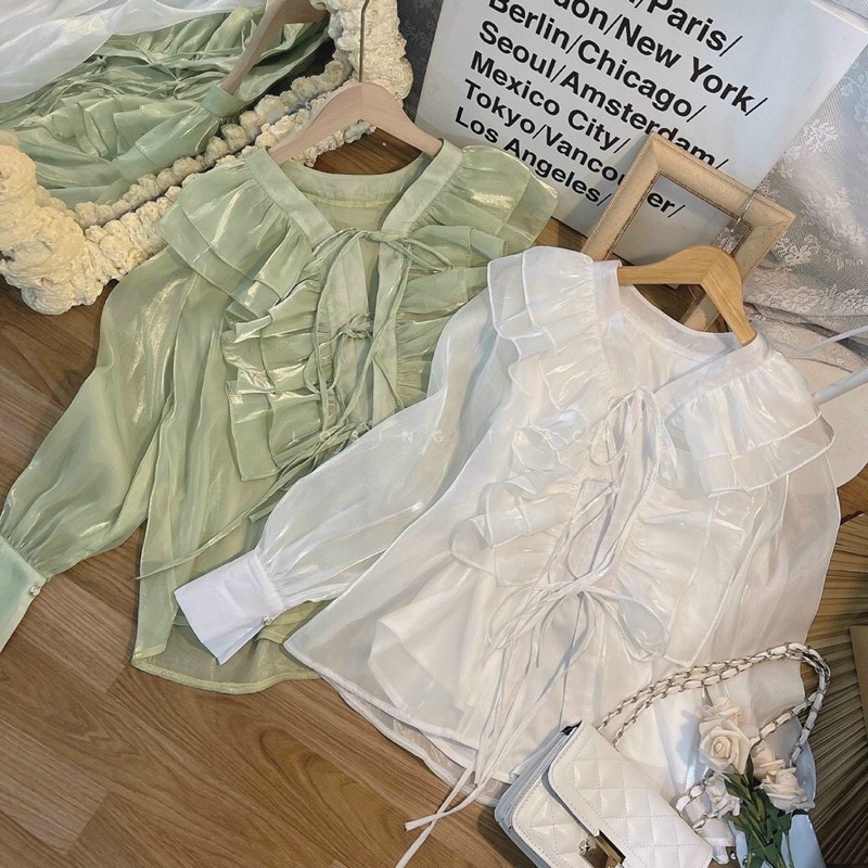 ÁO VIỀN BÈO THẮT NƠ TRƯỚC SIÊU XINH