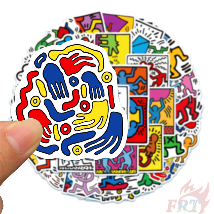 Set 50 nhãn dán trang trí họa tiết Keith Haring Series 02 độc đáo