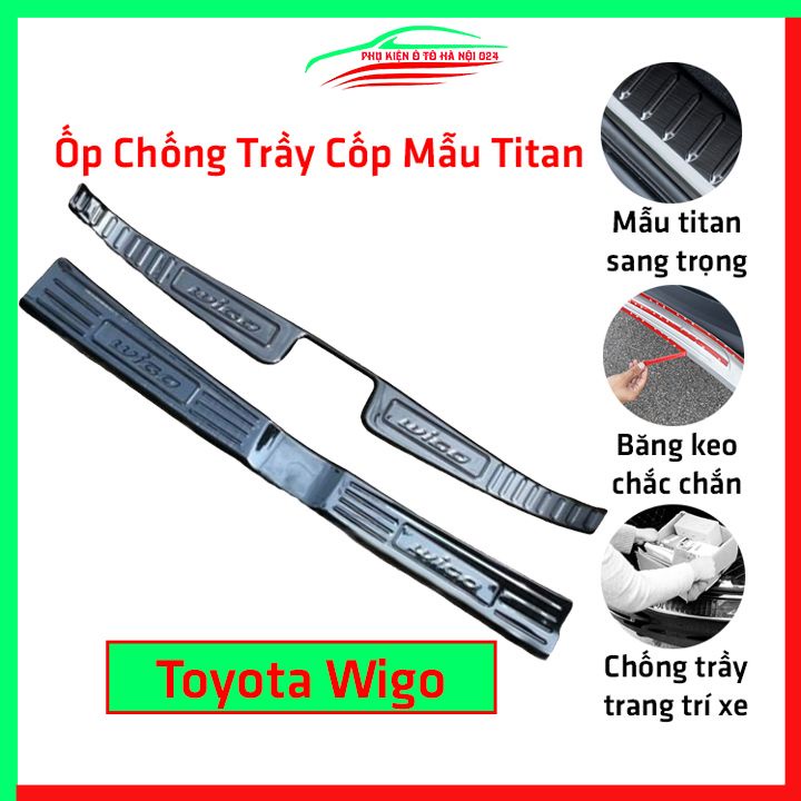 Ốp chống trầy cốp Toyota Wigo vân titan