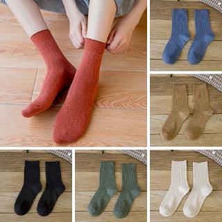 Vớ cotton trơn màu phong cách cổ điển thanh lịch dành cho nữ