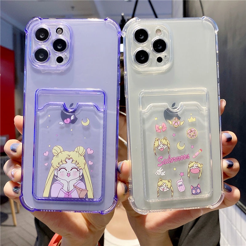 Ốp Điện Thoại Trong Suốt In Hình Cô Gái Có Túi Khí Và Giá Đỡ Cho Iphone 11 12 Pro Max 8 7 Plus X Xr Xs Max