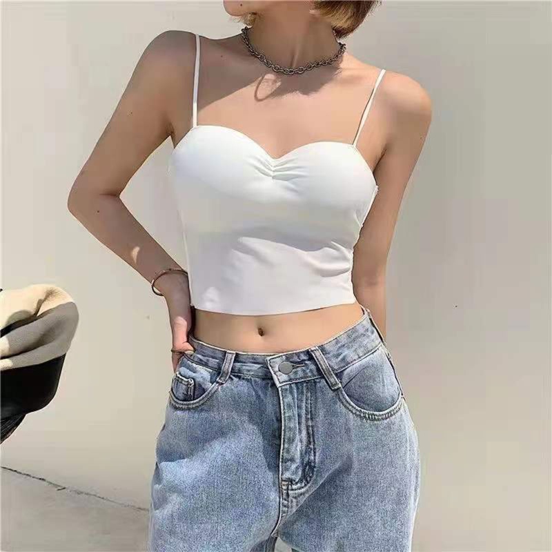 Brroa Áo Lót Ống Ôm Sát Màu Trơn Hở Lưng Có Mút Đệm Thời Trang Mùa Hè Cho Nữ
