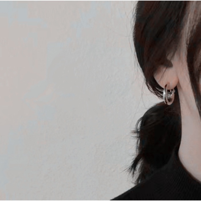 📛 RẺ VÔ ĐỊCH 📛 Bông tai vòng màu bạc đơn giản cá tính phong cách hàn Quốc