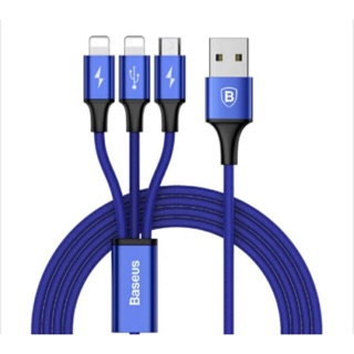 Cáp lightning 3 đầu từ chân usb ra 3 chân iphone và android yiven cable 1,2m dây dù chống đứt gẫy