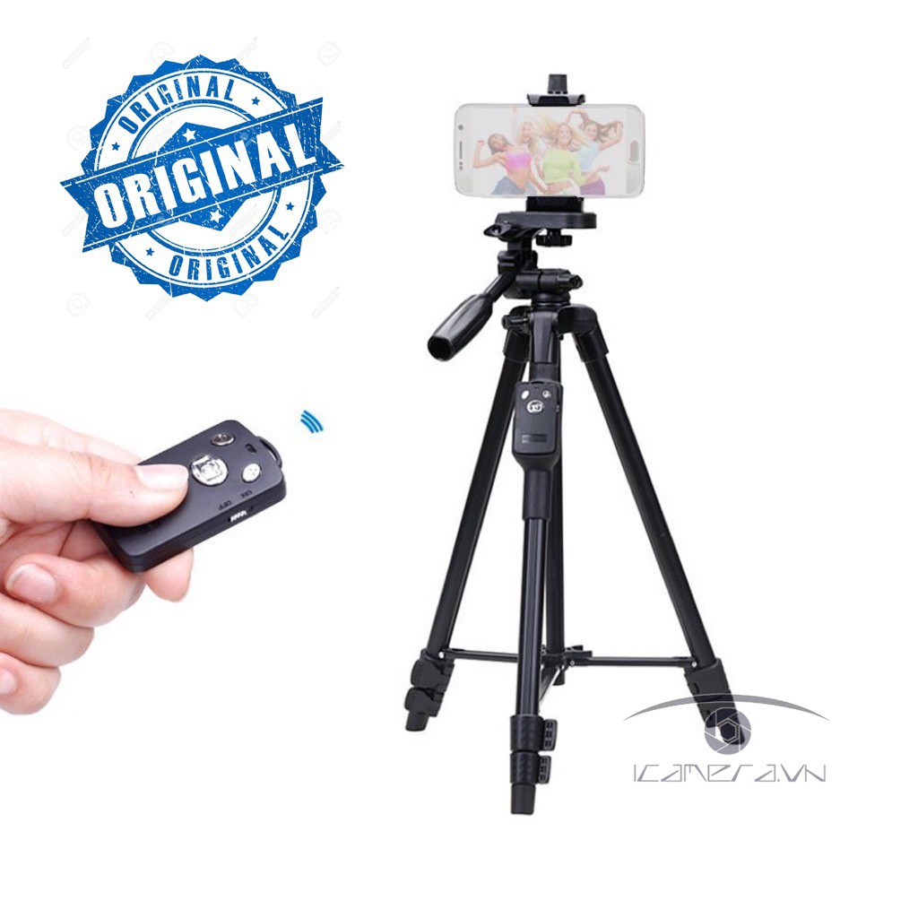 [Giá đỡ điện thoại du lịch, dạy học online] CHÂN TRIPOD YUNTENG VCT-5208 cho máy ảnh, điện thoại có điều khiển