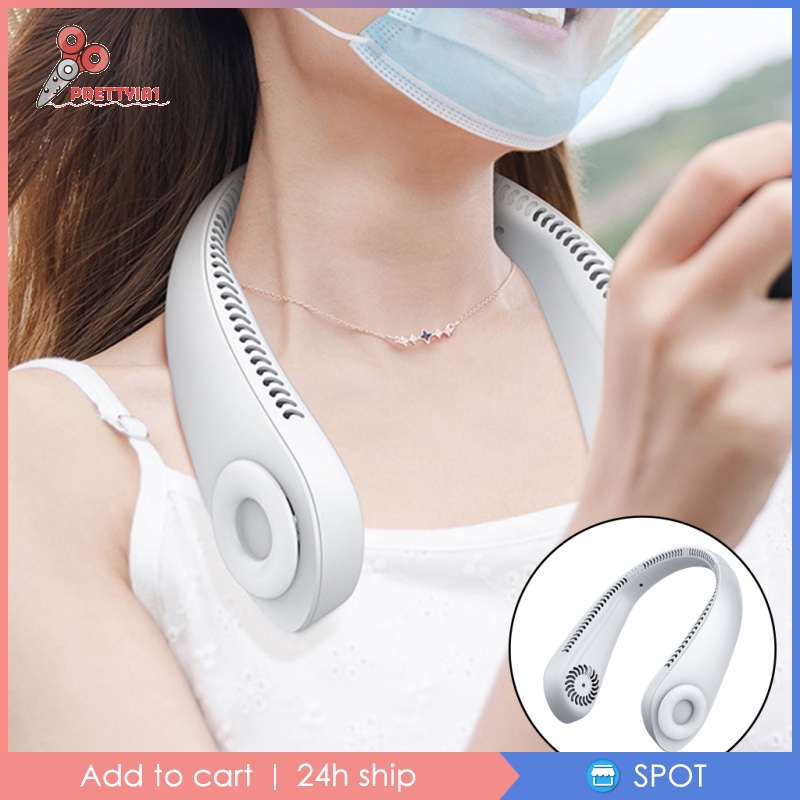 Quạt Đeo Cổ Không Cánh Sạc Usb 3 Tốc Độ Nhỏ Gọn Tiện Lợi