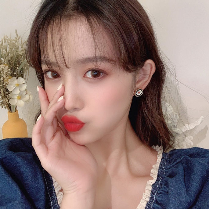 Khuyên tai dạng xỏ hình bông hoa thời trang phong cách Hàn Quốc