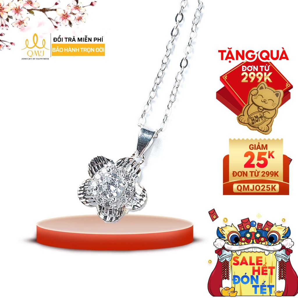 Dây chuyền bạc QMJ Hoa mai 5 cánh nạm đá 3 tầng sáng bóng lấp lánh - Q030