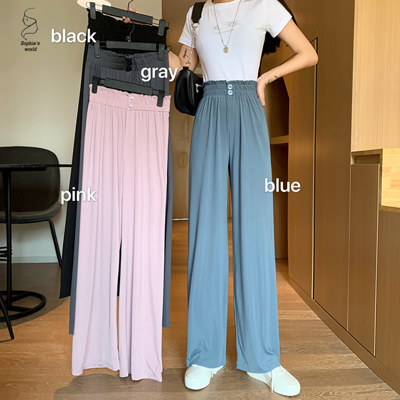 Quần Dài Lưng Cao Màu Trơn Thời Trang Mùa Hè Hàn Quốc