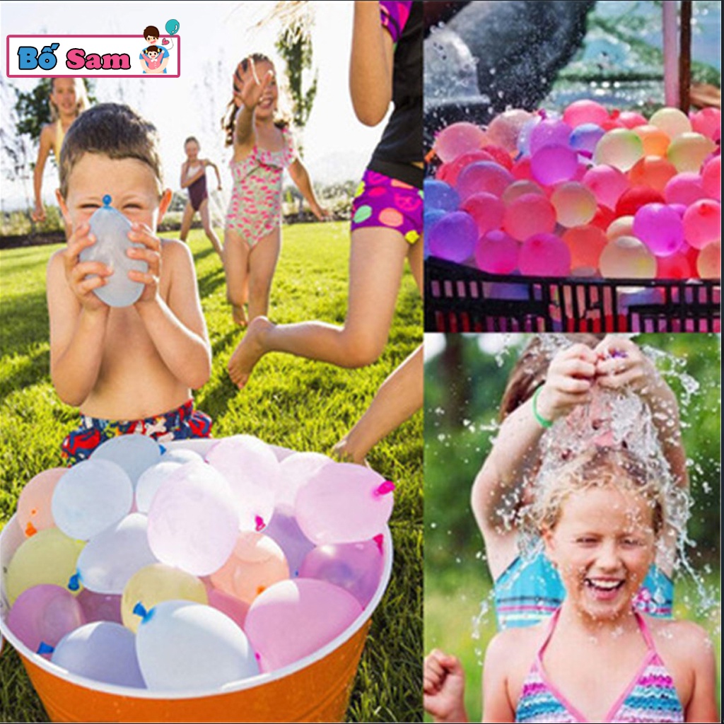 Chùm bóng nước 111 quả cho bé lắp sẵn 3 chùm kèm đầu vòi nước Shop Bố Sam