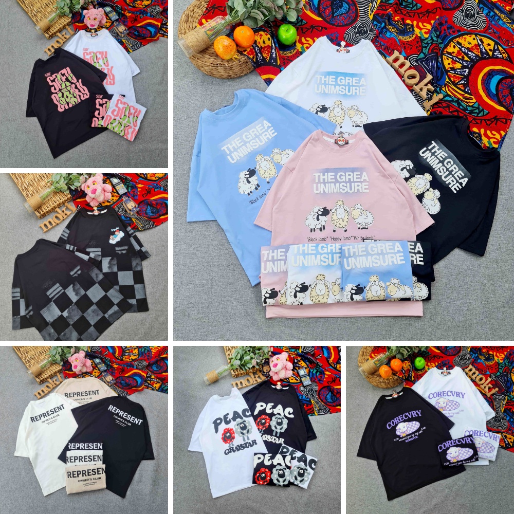 Áo phông áo thun nam nữ tay lỡ from rộng freesize chất cotton thoáng mát nhiều mẫu khách lựa mokishop