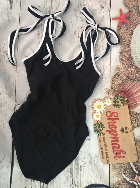 Bikini đi biển liền mảnh nơ vai dễ thương, có 4 màu
