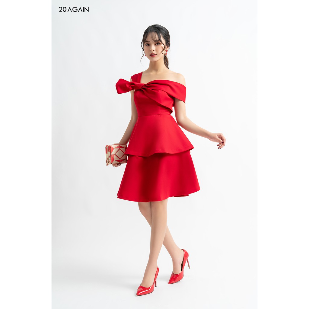 Đầm vải trễ vai nơ lệch - 20 AGAIN - DEA1161
