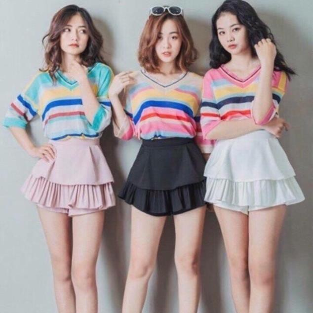 CHÂN VÁY 2 TẦNG DẬP LY KHÓA LỆ 3 MÀU ĐEN/TRẮNG/HỒNG THỜI TRANG BANAMO FASHION CHÂN VÁY 2 TẦNG DẬP LY 537 | BigBuy360 - bigbuy360.vn