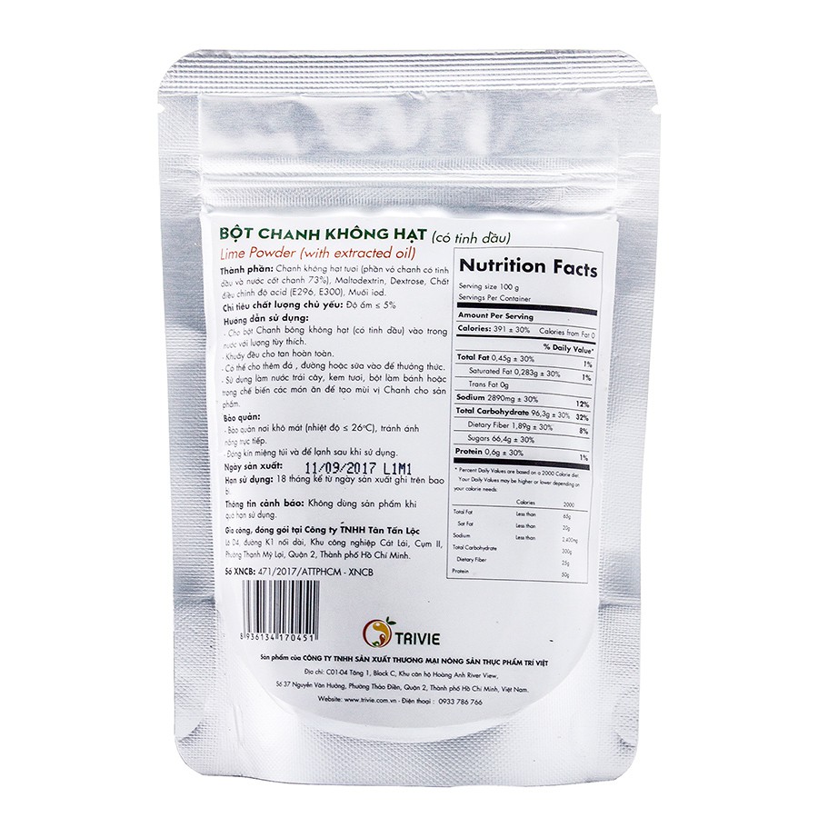 Bột chanh không hạt  Trivie