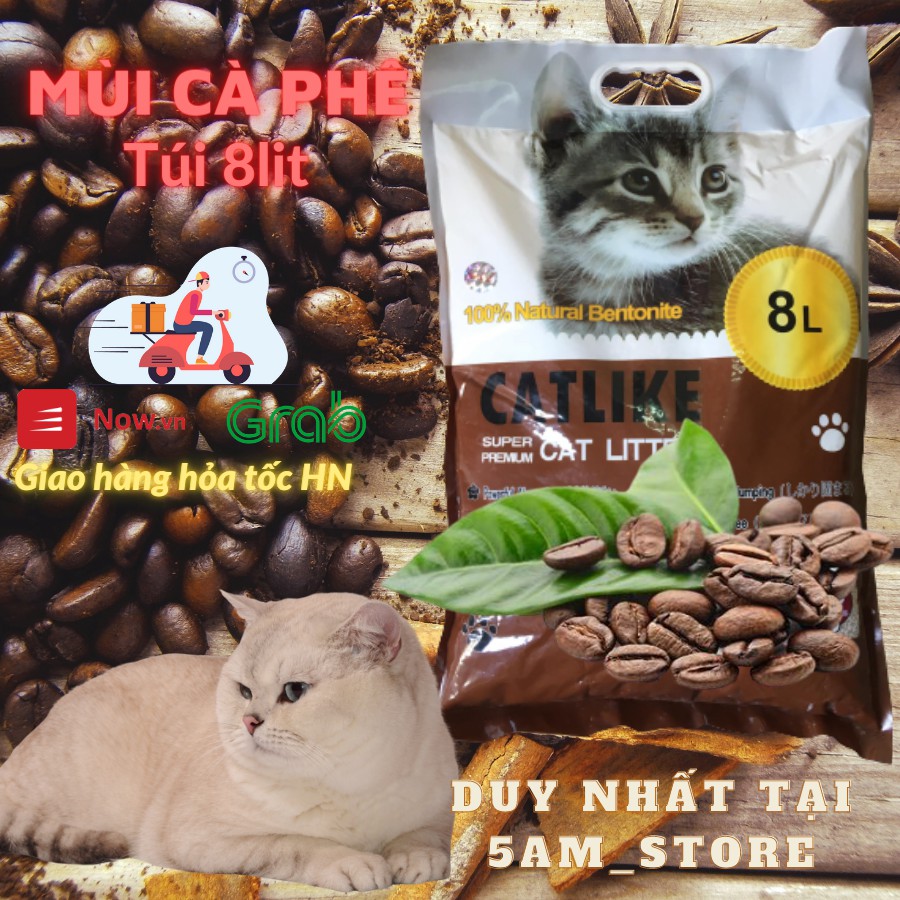 [Mã 157FMCGSALE giảm 8% đơn 500K] Catlike 8l cát cho mèo đi vệ sinh mùi cafe chanh táo hút ẩm khử mùi tốt - 5am store