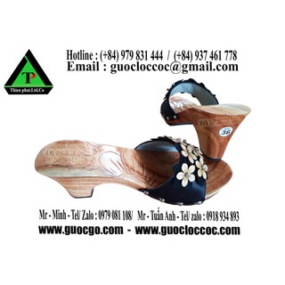 Guốc Gỗ Chạm Hoa Mặt 01
